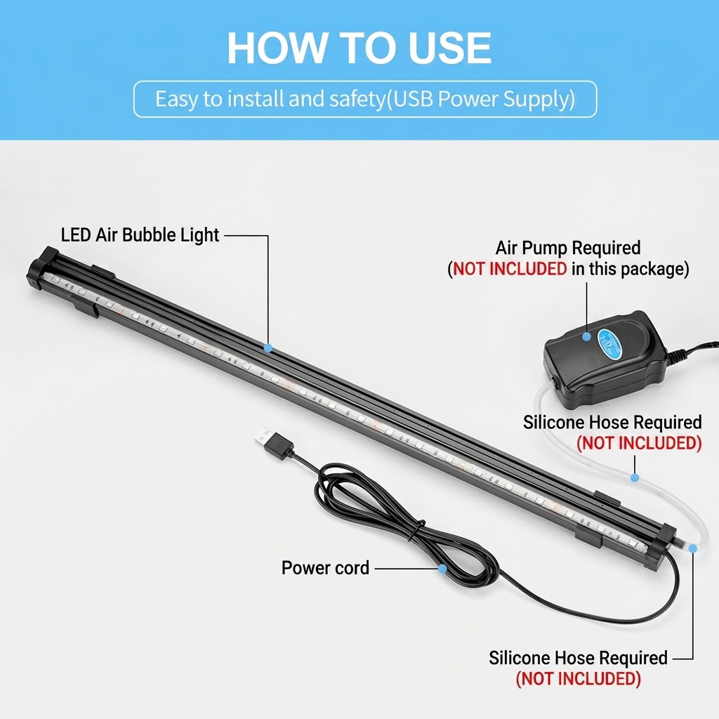 USB LED Aquarium Air Bubble Li - Aquarium Plant Grow Light ulasan dan harga
